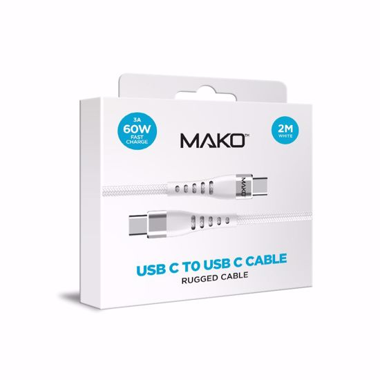 Picture of Mako Mako USB-C to USB-C 60W USB 2.0 2M Nylon Cable in White